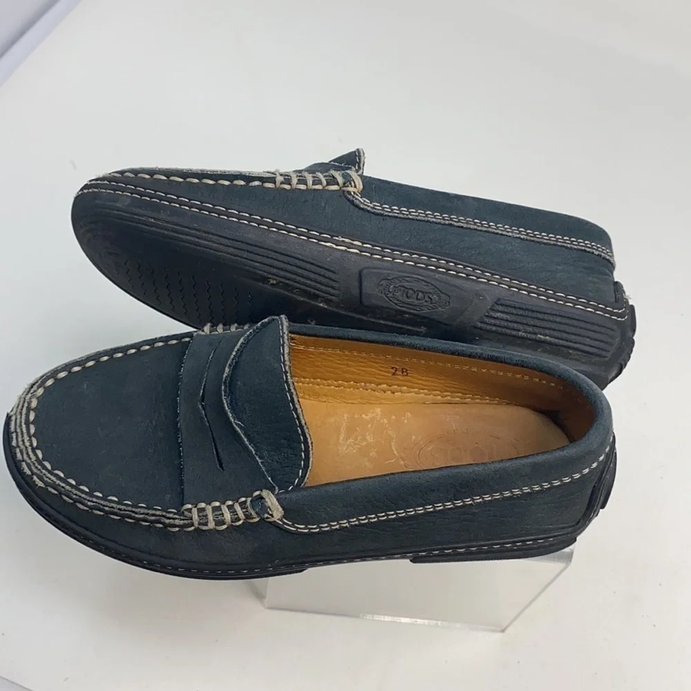 Tod’s Sz 28 Kids Suede Slip On Moccasins Loafers